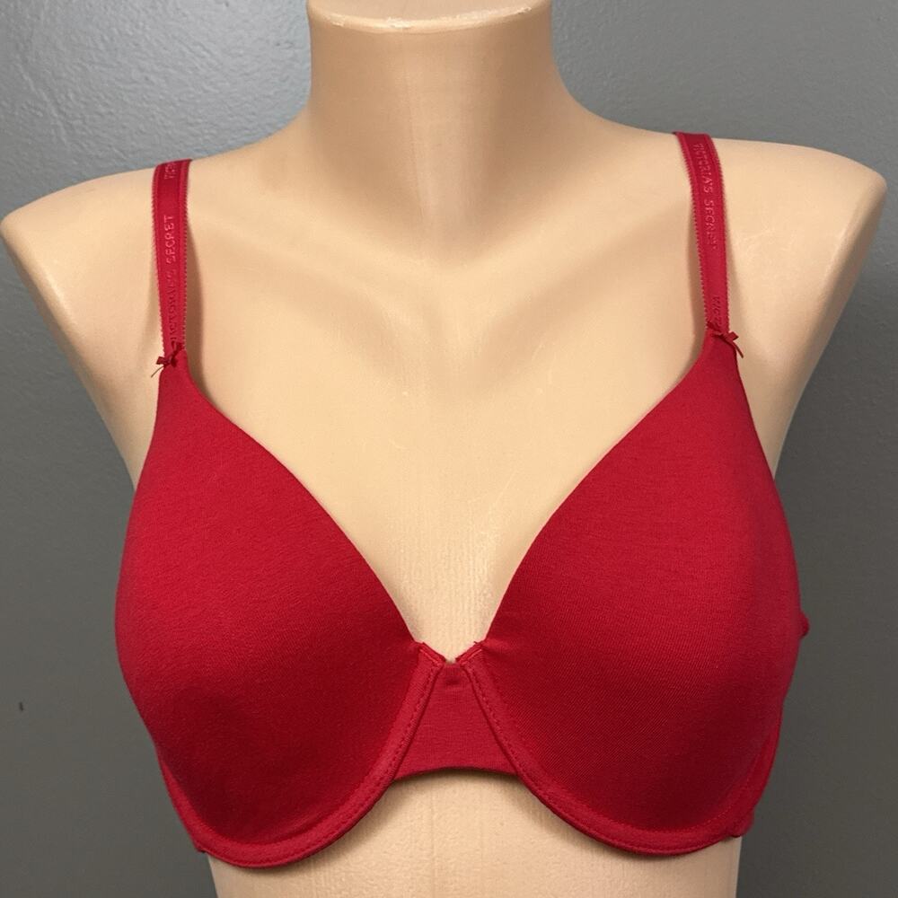 New Y2K Victoria's Secret Cotton Lingerie Lined Perfect Coverage Bra 36D Red